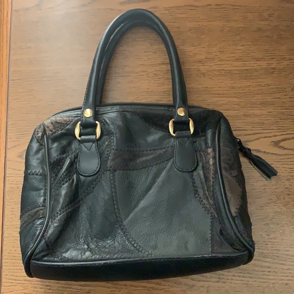 Patchwork Mini Semi-Leather Handbag Euc - image 3